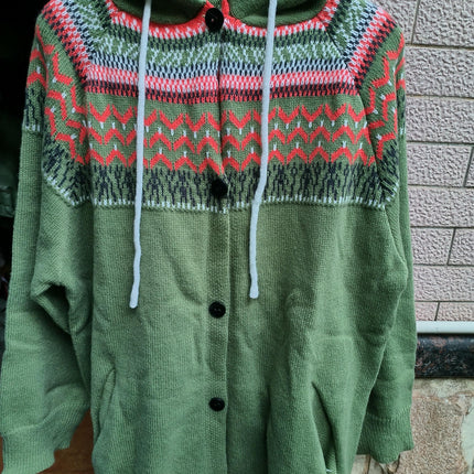 Women's Long Sleeve Button Down Hoodie Knit Sweater Cardigan Outwear