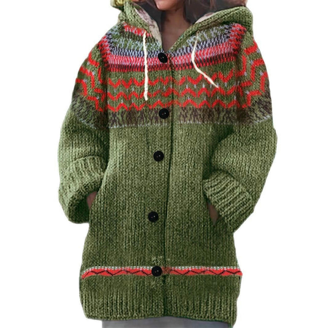 Women's Long Sleeve Button Down Hoodie Knit Sweater Cardigan Outwear