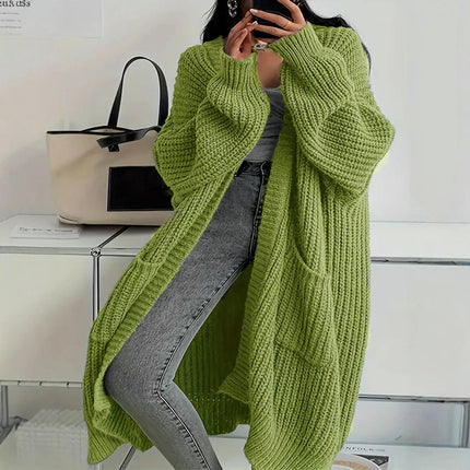 Women's Cardigan Long Sleeve Solid Chunky Knit Open Front Sweaters