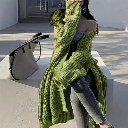 Women's Cardigan Long Sleeve Solid Chunky Knit Open Front Sweaters