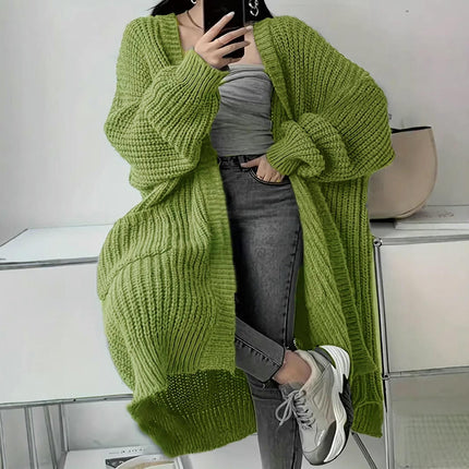 Women's Cardigan Long Sleeve Solid Chunky Knit Open Front Sweaters