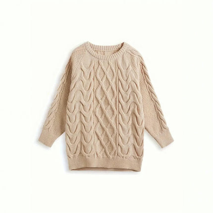 Casual Crewneck Sweaters for Women Cable Knit Long Sleeve Pullover Tops