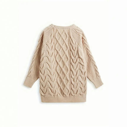 Casual Crewneck Sweaters for Women Cable Knit Long Sleeve Pullover Tops