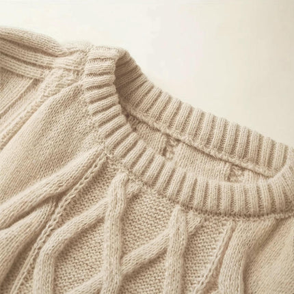Casual Crewneck Sweaters for Women Cable Knit Long Sleeve Pullover Tops