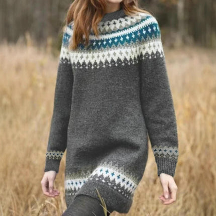 Women's Crewneck Long Sleeve Knit Mini Sweater Dresses Pullover Sweaters