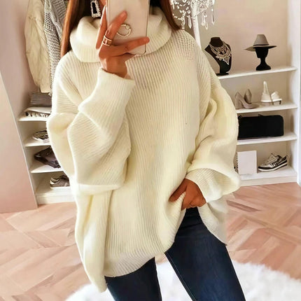 Womens Turtleneck Oversized Sweaters Casual Long Sleeve Pullover Knit Tops