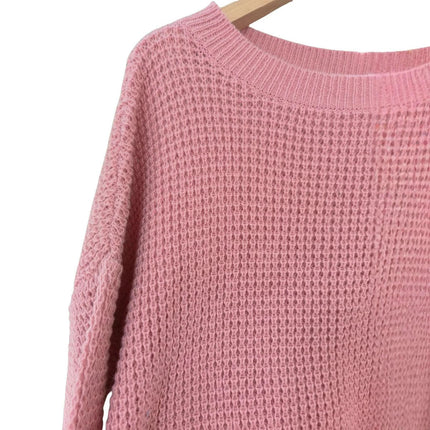 Womens Off Shoulder Boat Neck Pullover Sweaters Chunky Knit Long Sleeve Tops