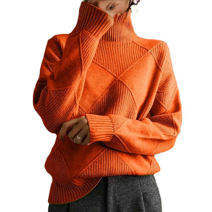 Womens Trendy Turtleneck Long Sleeve Knit Casual Pullover Sweaters Tops
