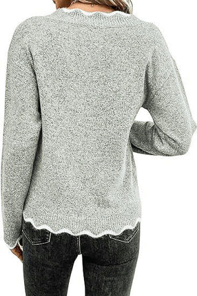 Womens Fashion Long Sleeve Knitted Large Size Sweater Autumn and Winter Pullover