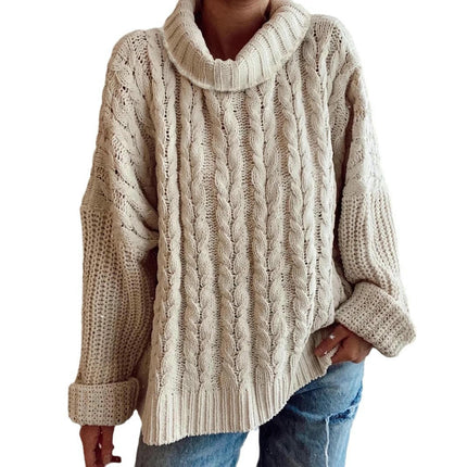 Lazy Loose Knit Sweater Large Size Women's Solid Color Pullover Sweater