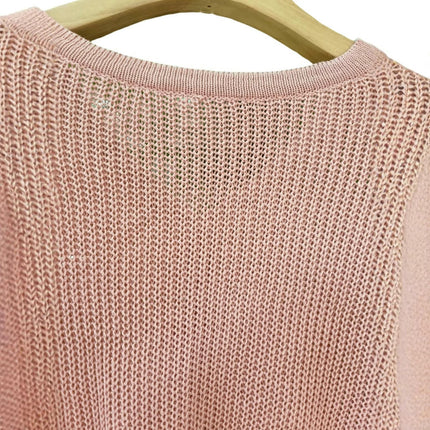 Womens Pullover Sweater Long Sleeve Crewneck Casual Loose Button Sweater