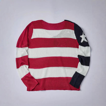 Women Crewneck Tops Knitted Baggy Pullover Sexy See Through Beach Coverups