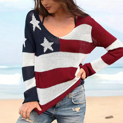 Women Crewneck Tops Knitted Baggy Pullover Sexy See Through Beach Coverups