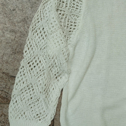 Women's V-neck Knitted Sweater Fashion Hollow Long Sleeve Casual Knitted Top
