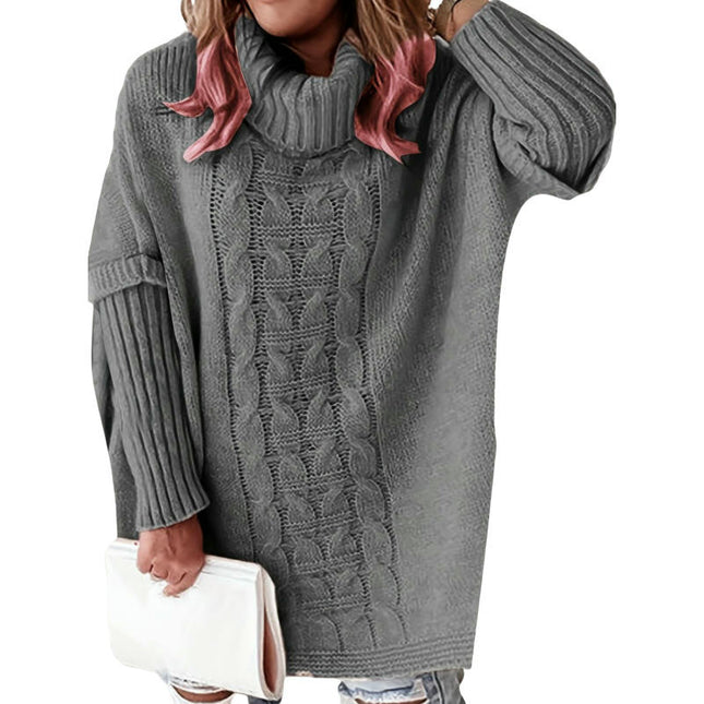 Women's Turtleneck Large Sweater Pullover Casual Winter Loose Knit Pullover