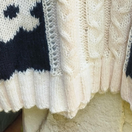 Women's Autumn and Winter Jacquard Pullover Round Neck Lazy Large Size Knitted Sweater