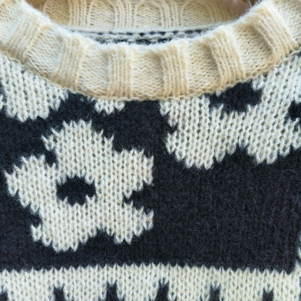 Women's Autumn and Winter Jacquard Pullover Round Neck Lazy Large Size Knitted Sweater