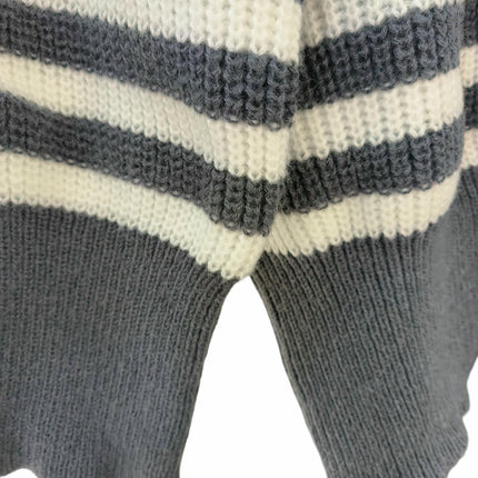 Women's Casual Loose Long Sleeve Knit Top - Large Size Lapel Striped Sweater
