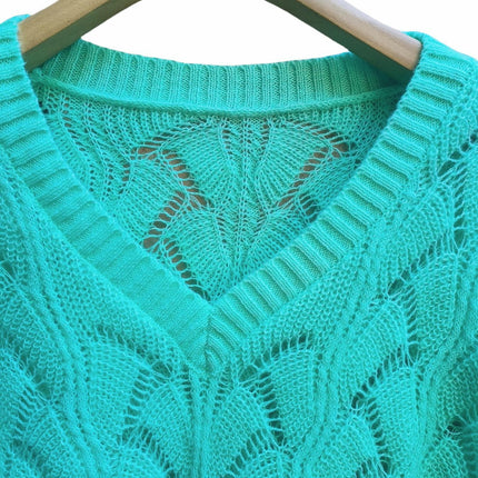Women's Sexy V-neck Sweater Spring Fashion Lightweight Woven Hollow Pullover