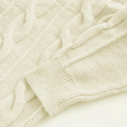 Women's Lightweight Cable Long Sleeve Mockneck Loose Casual Sweater Jumpers