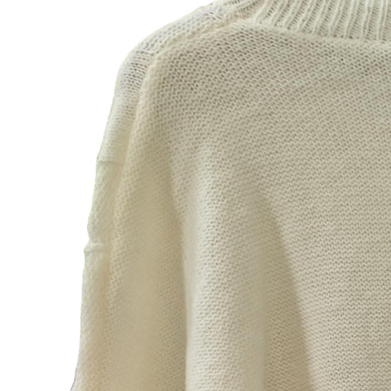 Women's Lightweight Cable Long Sleeve Mockneck Loose Casual Sweater Jumpers