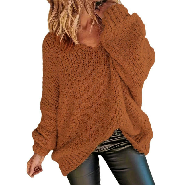 Women's Elegant Loose Simple Comfortable Soft Large Size Sweater Knitted Sweater