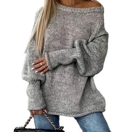 Womens Winter Fall Solid High Neck Balloon Long Sleeve Sweaters Pullover Outerwear