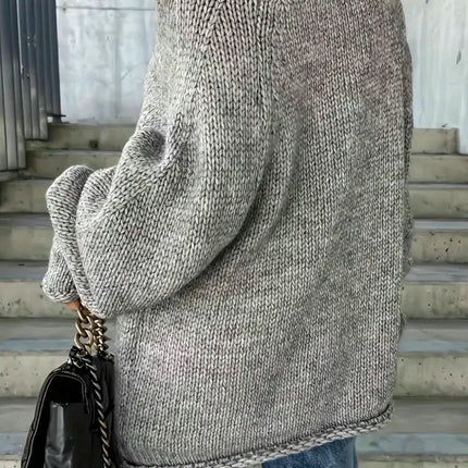Womens Winter Fall Solid High Neck Balloon Long Sleeve Sweaters Pullover Outerwear