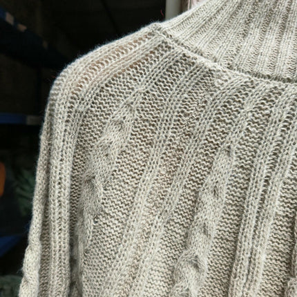 Women's Solid Color Round Neck Knitted Cable Casual Long Sleeve Pullover Sweater
