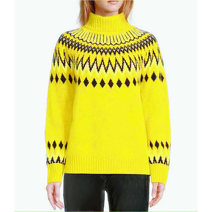 Womens Turtleneck Color Block Sweaters Long Sleeve Casual Fall Knit Sweater Pullover Tops