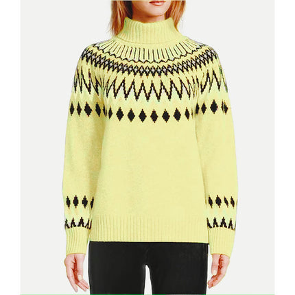 Womens Turtleneck Color Block Sweaters Long Sleeve Casual Fall Knit Sweater Pullover Tops