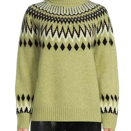 Womens Turtleneck Color Block Sweaters Long Sleeve Casual Fall Knit Sweater Pullover Tops