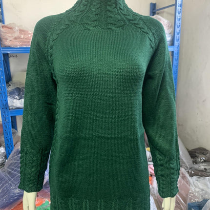 Women's Solid Color Cable Knit Sweater Soft Touch Funnel Neck Chunky Knit