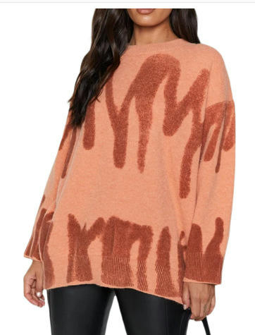 Women's Dyed Pullover Sweater-Loose Autumn and Winter Printed Knitted Sweater