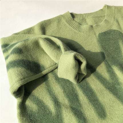 Women's Dyed Pullover Sweater-Loose Autumn and Winter Printed Knitted Sweater