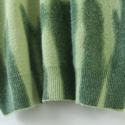 Women's Dyed Pullover Sweater-Loose Autumn and Winter Printed Knitted Sweater