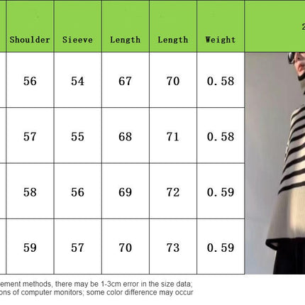Women's Striped Turtleneck Sweater Long Sleeve Oversized Knitted Sweaters Side Split
