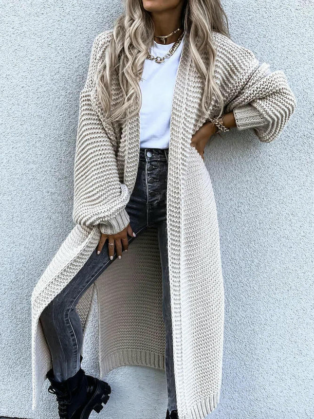 Women's Oversized Long Cardigan Sweaters Long Sleeve Split Open Front Drape Knit Duster Coat