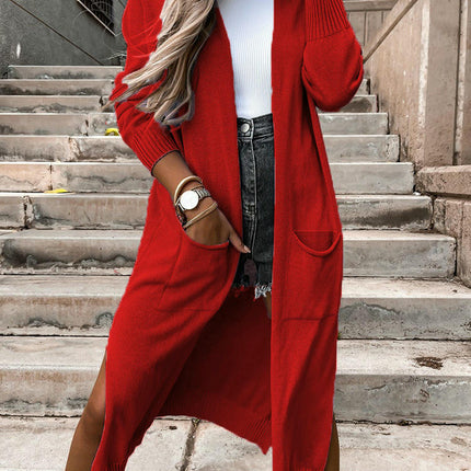 Women's Autumn Cardigan Sweater Pocket Knitted Long Loose Casual Jacket