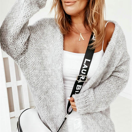 Women's Loose Knitted Cardigan Long Sleeve Buttonless Jacket Commuter Sweater