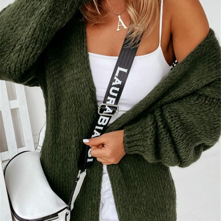 Women's Loose Knitted Cardigan Long Sleeve Buttonless Jacket Commuter Sweater