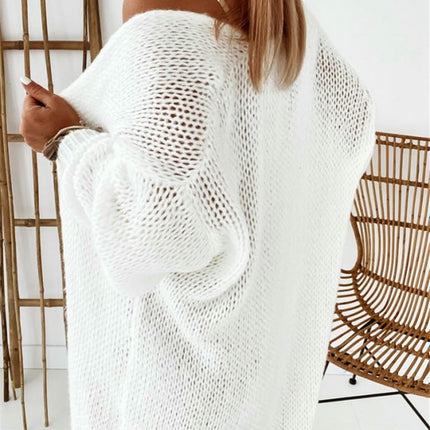 Women's Loose Knitted Cardigan Long Sleeve Buttonless Jacket Commuter Sweater