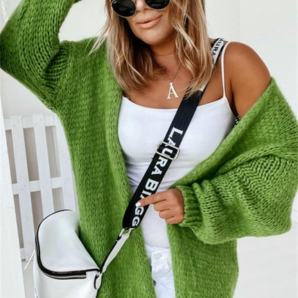 Women's Loose Knitted Cardigan Long Sleeve Buttonless Jacket Commuter Sweater