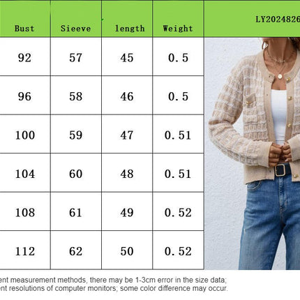 Womens Front Button Down Long Sleeve Texture Knit Cardigan Sweaters with Pockets