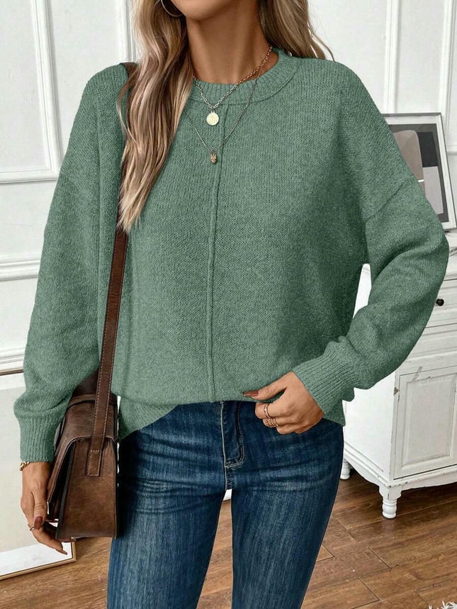 Womens Long Sleeve Tunic Tops Casual Loose Crew Neck Pullover Sweaters