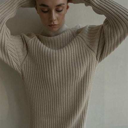 Women Turtleneck Long Sleeve Bodycon Fall Winter Mini Slim Knit Sweater Dress