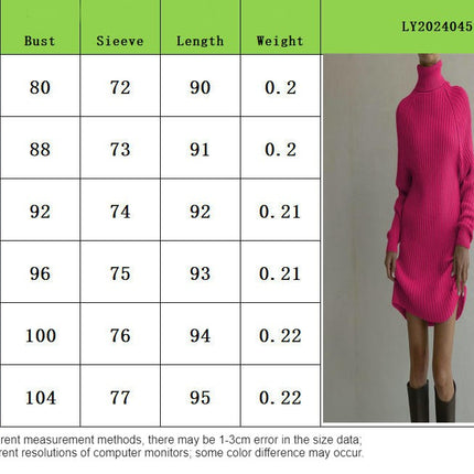 Women Turtleneck Long Sleeve Bodycon Fall Winter Mini Slim Knit Sweater Dress