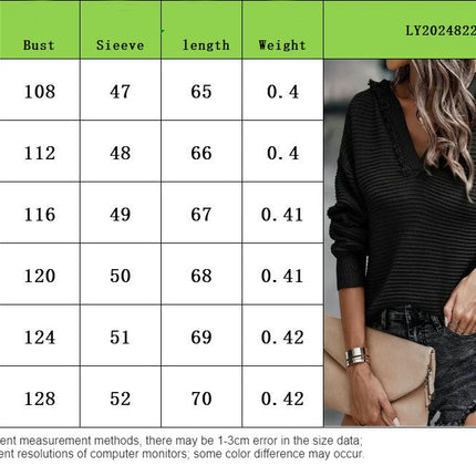 Women's Fashion Pullover Hoodie V-Neck Raw Edge Long Sleeve Knit Top