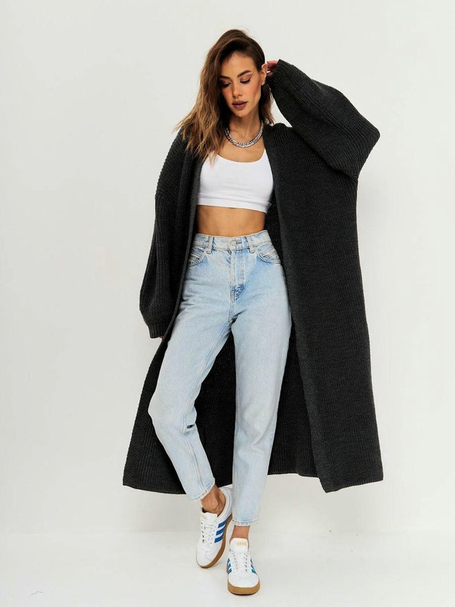 Women's Autumn Loose Knitted Jacket Long Sleeve Long Kimono Cardigan