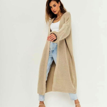 Women's Autumn Loose Knitted Jacket Long Sleeve Long Kimono Cardigan